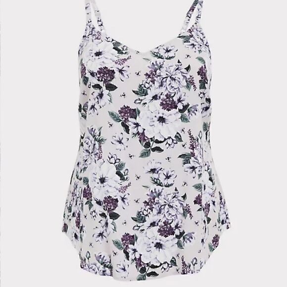 5X 28W Torrid Ava Purple Challis Cami Floral Light - Picture 4 of 11